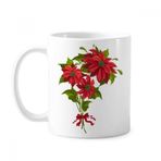 Dıythinker 350 ml Noel Çiçeği Poinsettia Buketi Kırmızı Kurdele Klasik Kupa