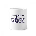 Dıythinker 350 ml You Rock Sevimli Alıntı El Yazısı Stili Diş Fırçası Kalem Tutucu Kupa Beyaz Seramik Kupa