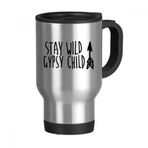Dıythinker 368 ml Keep Wild Gypsy Çocuk Alıntı Paslanmaz Çelik Seyahat Seyahat Saplı Kupa
