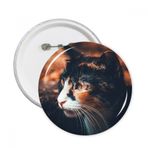Dıythinker 5 Adet L Kahverengi Kedi Stare Profil Hayvan Vintage Yuvarlak İğneler Rozet Düğme Giysi Dekorasyon