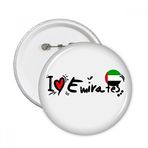 Dıythinker 5 adet S I Love Emirates Kelime Bayrağı Aşk Kalp İllüstrasyon Yuvarlak İğne Rozet Düğme Giysi Dekorasyon
