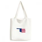 DIYthinker Amerika Birleşik Devletleri ABD Oklahoma Haritası Yıldızlar ve Çizgiler Bayrak Şekli Environ Tally Tote Kanvas Çanta Alışveriş El Çantası El Yapımı Yıkanabilir 33 cm x 40 cm (13 inç x 16 inç) Çok Renkli