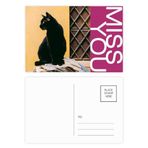 DIYthinker Animal Cool Siyah Kedi Fotoğrafı Miss Kartpostal Seti Teşekkür Kartı Gönderi Tarafı 20 adet