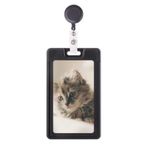 DIYthinker Animal Kitty Gri Kedi Fotoğrafı Geri Çekilebilir Rozet Makara Kart Kılıfı