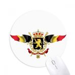 Dıythinker Belçika Bayrağı Ulusal Amblem Baskılı Yuvarlak Kaymaz Kauçuk Mouse Pad