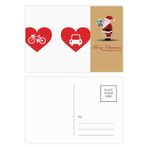 DIYthinker Bisiklet Araba Kırmızı Kalp Desenli Noel Baba Kartpostal Seti Teşekkür Kartı Gönderi 20 adet