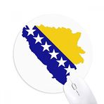 Dıythinker Bosna-Hersek Haritası Ulusal Bayrak Baskılı Yuvarlak Kaymaz Kauçuk Mouse Pad