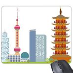 DIYthinker Çin Çin Mimarisi Oryantal İnci TV Kulesi Simgesi Geleneksel Kültür İllüstrasyon Desen Dikdörtgen Kaymaz Kauçuk Mousepad Oyun Mouse Pad Hediye