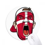 Dıythinker Danimarka Bayrağı Yüz Makyaj Maskesi Kapak Baskılı Yuvarlak Kaymaz Kauçuk Mouse Pad