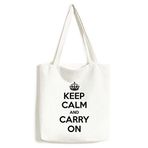 DIYthinker Erkek Alıntı Keep Calm and Carry On British Royal Crown War Peace Poster İllüstrasyon Desen Moda Tasarım Kanvas Çanta Environ Tally Tote Büyük Kapasiteli Alışveriş Çantaları, Siyah, One Size,