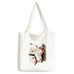 DIYthinker Erkek Çin Arkaik Erkek Figürü Geleneksel Giysi Çizim İllüstrasyon Desen Moda Tasarım Kanvas Çanta Environ Tally Tote Büyük Hediye Kapasiteli Alışveriş Çantaları, çoklu, One Size,
