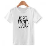 DIYthinker Erkek Çocuk Best Mom Ever Words Anneler Günü Bisiklet Yaka Beyaz Tişört, çok renkli, S