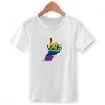 DIYThinker Erkek Çocuk LGBT Gökkuşağı Bayrağı We Sıfır Yaka Beyaz Tişört Small Çok Renkli
