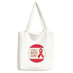 DIYthinker Erkek Dünya Yardım Günü 1 Aralık Kurdele Farkındalık HIV Dayanışma Sembolü Modaya Uygun Tasarım Kanvas Çanta Environ Tally Tote Büyük Hediye Kapasiteli Alışveriş Çantaları, Kırmızı, One Size,