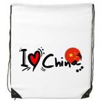 DIYthinker Erkek I Love China Kelime Bayrağı Aşk Kalp İllüstrasyon Desen İpli Sırt Çantası Alışveriş Spor Çantaları Hediye, Çok renkli, One_Size,