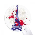 Dıythinker Eyfel Kulesi Paris Fransa Silüeti Baskılı Yuvarlak Kaymaz Kauçuk Mouse Pad