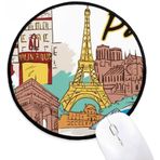 Dıythinker Fransa Paris Eyfel Kulesi Suluboya Yuvarlak Kaymaz Mouse Pad