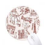 Dıythinker Fransa Zafer Kemeri Louvre Eyfel Kulesi Baskılı Yuvarlak Kaymaz Kauçuk Mouse Pad