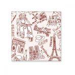 Dıythinker Fransa Zafer Kemeri Louvre Eyfel Kulesi Seramik 10x10 cm Seramik Karo