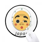 DIYthinker Geleneksel Japon Komik Adam Maskesi Yuvarlak Kaymaz Fare Altlıkları Siyah Başlıklı Kenarlar Oyun Ofis Hediyesi