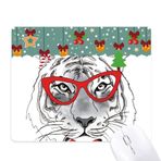 DIYthinker Gözlük Kaplan Yakışıklı Hayvan Mouse Pad Oyun Ofis Mat Noel Kauçuk Ped