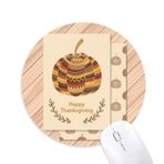 Dıythinker Happy Şükran Günü Pembe Desenli Baskılı Yuvarlak Kaymaz Kauçuk Mouse Pad