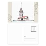 DIYthinker İstanbul Türkiye'de Kız Kulesi Çiçek Kartpostal Seti Teşekkür Kartı Gönderi Tarafı 20 adet 14,5 cm x 9,7 cm Çok Renkli