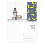DIYthinker İstanbul Türkiye'de Kız Kulesi Muz Kartpostal Seti Teşekkür Kartı Gönderi Tarafı 20 adet 14,5 cm x 9,7 cm Çok Renkli