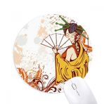Dıythinker JapanFan Yaprakları Elle Süslenmiş Baskılı Yuvarlak Kaymaz Kauçuk Mouse Pad