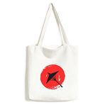 DIYthinker Japon Stili Japon Kültürü Ulusal Bayrağı Siyah Şemsiye Soyut Fırça Resim İllüstrasyon Desen Moda Tasarım Kanvas Çanta Environ Tally Tote Büyük Kapasiteli Alışveriş Çantaları Kırmızı