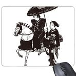 Dıythinker Japonya Geleneksel Kültür Siyah Kimono Kadın Binme At Şemsiye Çizim Çizimi Japon Tarzı Sanat İllüstrasyonu Dikdörtgen Kaymaz Kauçuk Mouse Pad