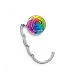 DIYthinker Kadın Gökkuşağı Eşcinsel Çiçeği LGBT Masa Kancası Katlanır Çanta Masa Askısı Katlanabilir Tutucu 4,4 x 4,4 cm (Genişlik x Yükseklik) Katlanmış Çok Renkli