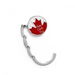 DIYthinker Kadın Happy Canada Day 4 Temmuz Akçaağaç Yaprağı Doku Masa Kancası Katlanır Çanta Masa Askısı Katlanabilir Tutucu 4,4 x 4,4 cm (Genişlik x Yükseklik) Katlanmış Çok Renkli