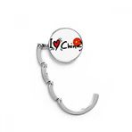DIYthinker Kadın I Love China Kelime Bayrağı Kalp Masa Kancası Katlanır Çanta Masa Askısı Katlanabilir Tutucu 4,4 x 4,4 cm (Genişlik x Yükseklik) Katlanmış Çok Renkli