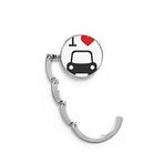 DIYthinker Kadın I Love Kırmızı Kalp Araba Desenli Masa Kancası Katlanır Çanta Masa Askısı Katlanabilir Tutucu 4,4 x 4,4 cm (Genişlik x Yükseklik) Katlanmış Çok Renkli