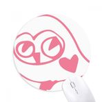 Dıythinker Kalp Şeklinde Gülme Kuş Koruyucu Hayvan Baskılı Yuvarlak Kaymaz Kauçuk Mouse Pad