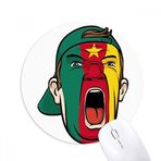 Dıythinker Kamerun Bayrağı Yüz Maskesi Çığlık Atan Kapak Baskılı Yuvarlak Kaymaz Kauçuk Mouse Pad