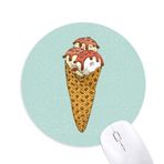 Dıythinker Kırmızı Beyaz Yumurta Konileri Dondurma Topu Baskılı Yuvarlak Kaymaz Kauçuk Mouse Pad