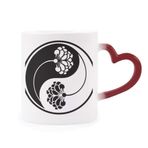 Dıythinker Kırmızı Çok Renkli Budizm Budist Yin-yang Çiçek Şekil Isıya Duyarlı Kalp Kupası