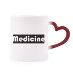 Dıythinker Kırmızı Çok Renkli Course And Major Medicine Siyah Şekil Isıya Duyarlı Kalp Kupası