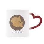 Dıythinker Kırmızı Çok Renkli Geleneksel Japon Yerel Atıştırmalık Balık Morphing Isıya Duyarlı Kalp Kupası
