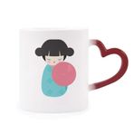 Dıythinker Kırmızı Çok Renkli Mavi Kimono Sakura Japon Oyuncak Bebek Isıya Duyarlı Kalp Kupası