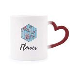 Dıythinker Kırmızı Çok Renkli Rhododendron Çizim Sanatı Bitki Isıya Duyarlı Kalp Kupası