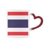 Dıythinker Kırmızı Çok Renkli Tayland Ulusal Bayrağı Asya Ülke Isıya Duyarlı Kalp Kupası