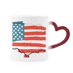 Dıythinker Kırmızı Çok Renkli Yıldızlar ve Çizgiler Amerika Bayrağı Haritası Ülke Isıya Duyarlı Kalp Kupası