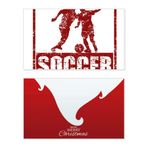 DIYthinker Kırmızı Futbolcu Topla Futbol Tatili Mutlu Noeller Kartı Noel Vintage Mesaj