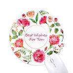 Dıythinker Kırmızı Güller Çalı Desenli Çiçekler Baskılı Yuvarlak Kaymaz Kauçuk Mouse Pad