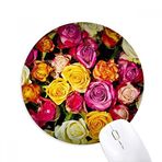 Dıythinker Kırmızı Pembe Turuncu Beyaz Güller Baskılı Yuvarlak Kaymaz Kauçuk Mouse Pad