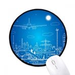 DIYthinker Metropolis Şehir Uçak Bulut Manzara Yuvarlak Kaymaz Fare Altlıkları Siyah Başlıklı Kenarlar Oyun Ofis Hediyesi