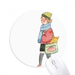 Dıythinker Miaoji Boyama Kedi Alışveriş Kız Baskılı Yuvarlak Kaymaz Kauçuk Mouse Pad